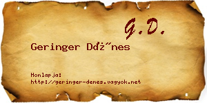 Geringer Dénes névjegykártya